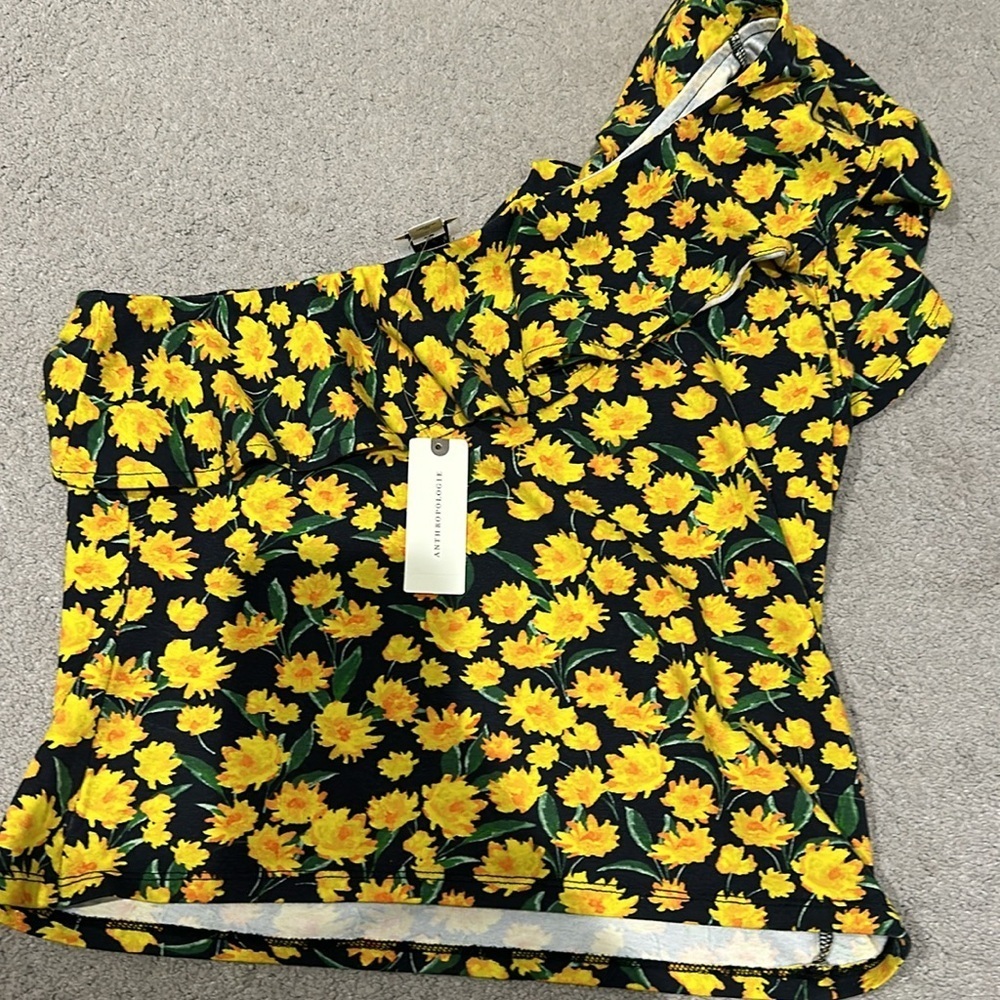MAEVE FROM ANTHROPOLOGIE ONE SHOULDER RUFFLE TOP SIZE MED - Picture 6 of 6